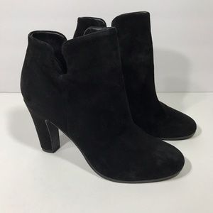 Sam Edelman Black Suede Notched Ankle Booties